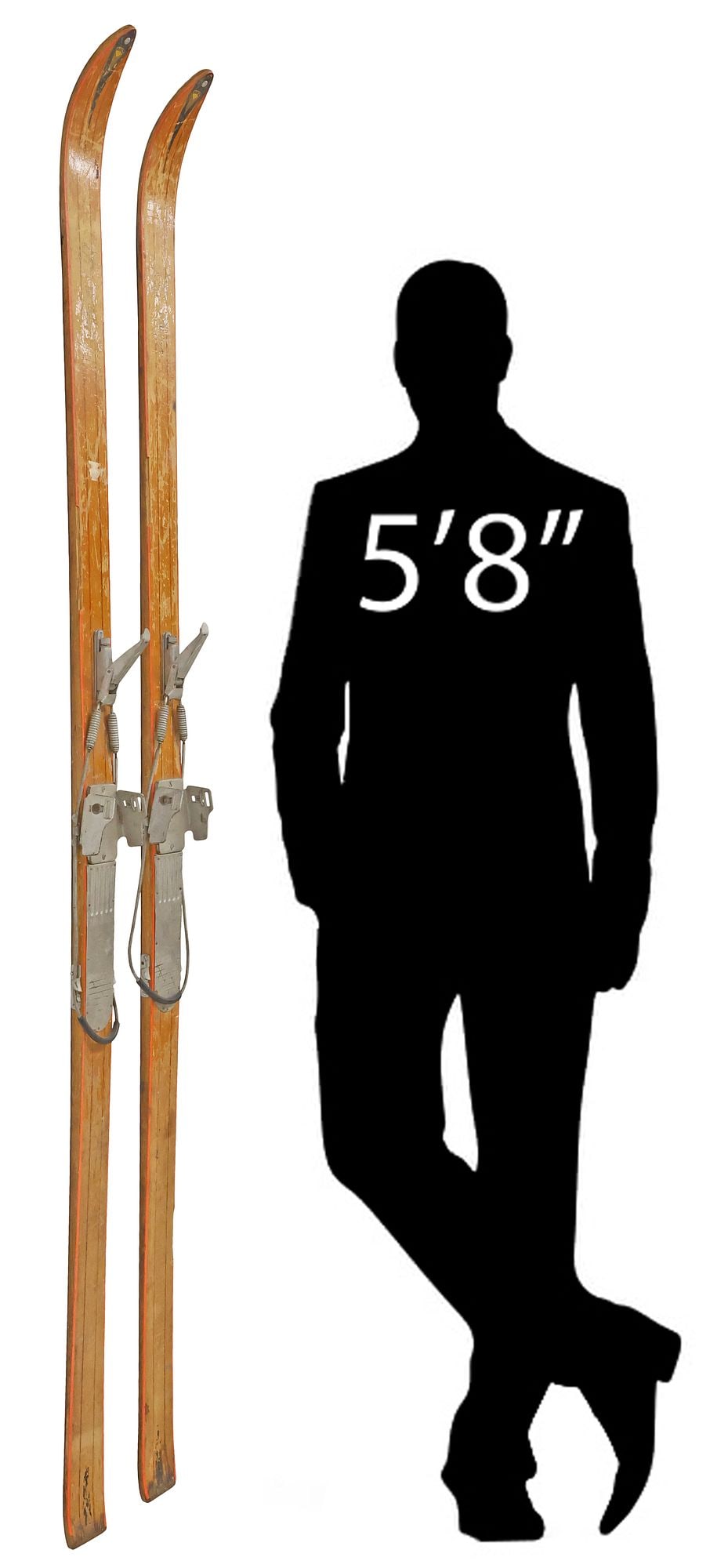(PAIR) DECORATIVE VINTAGE 'MUSTANG' BENTWOOD SNOW SKIS (1 of 7)