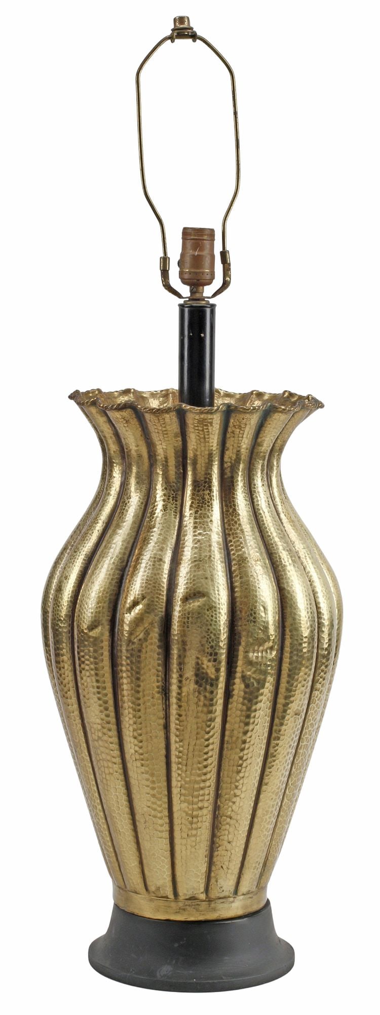 ART MODERNE BRASS REPOUSSE UMBRELLA-FORM 1-LIGHT TABLE LAMP (1 of 4)