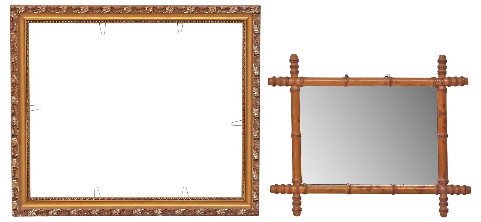 (2) FRENCH TURNED FAUX BAMBOO MIRROR & GILT-PAINTED PICTURE FRAME (1 of 3)