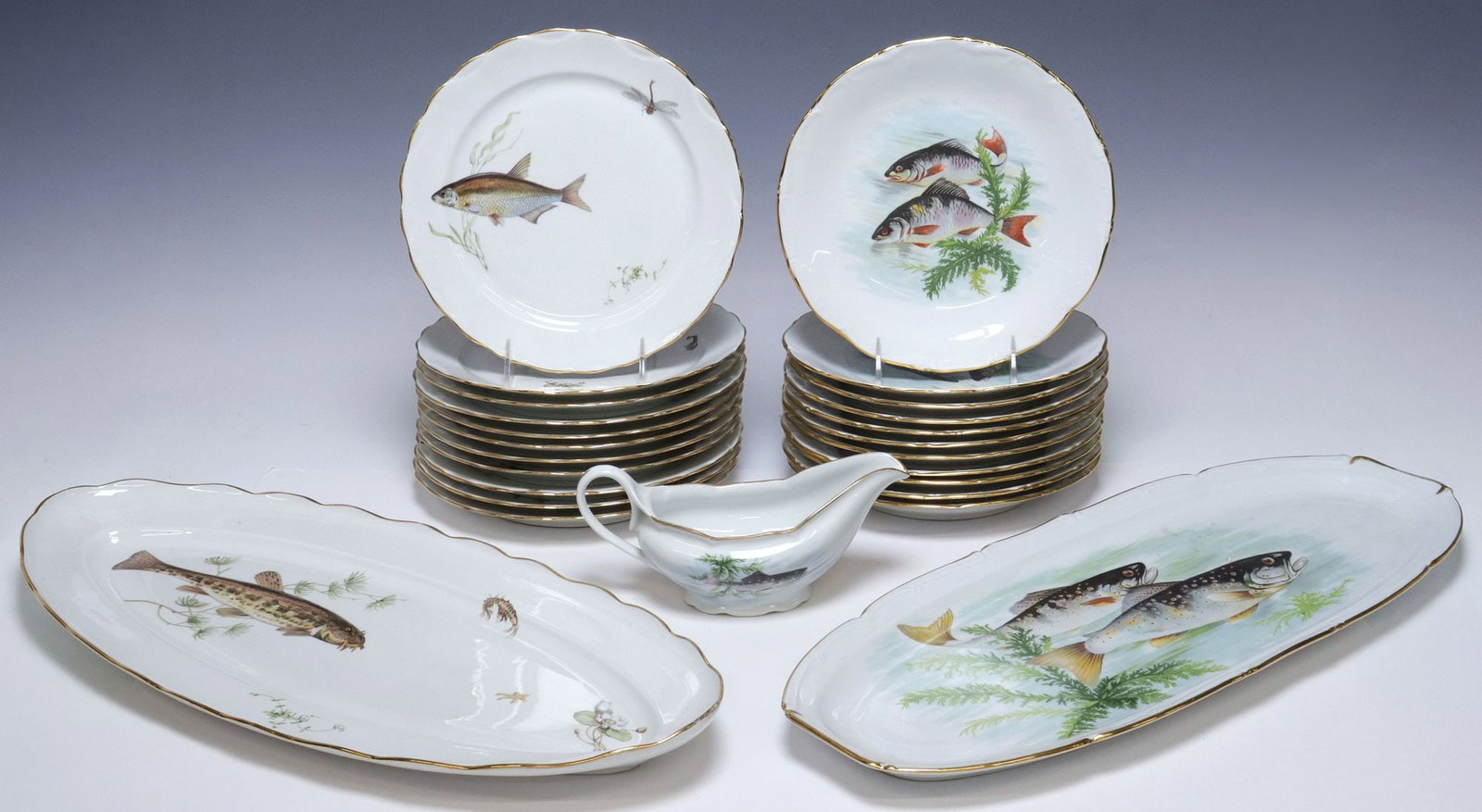 (25) FRENCH PORCELAIN FISH SERVICES, P. DUSSAULT & PORCELAINE DE SOLOGNE (1 of 8)
