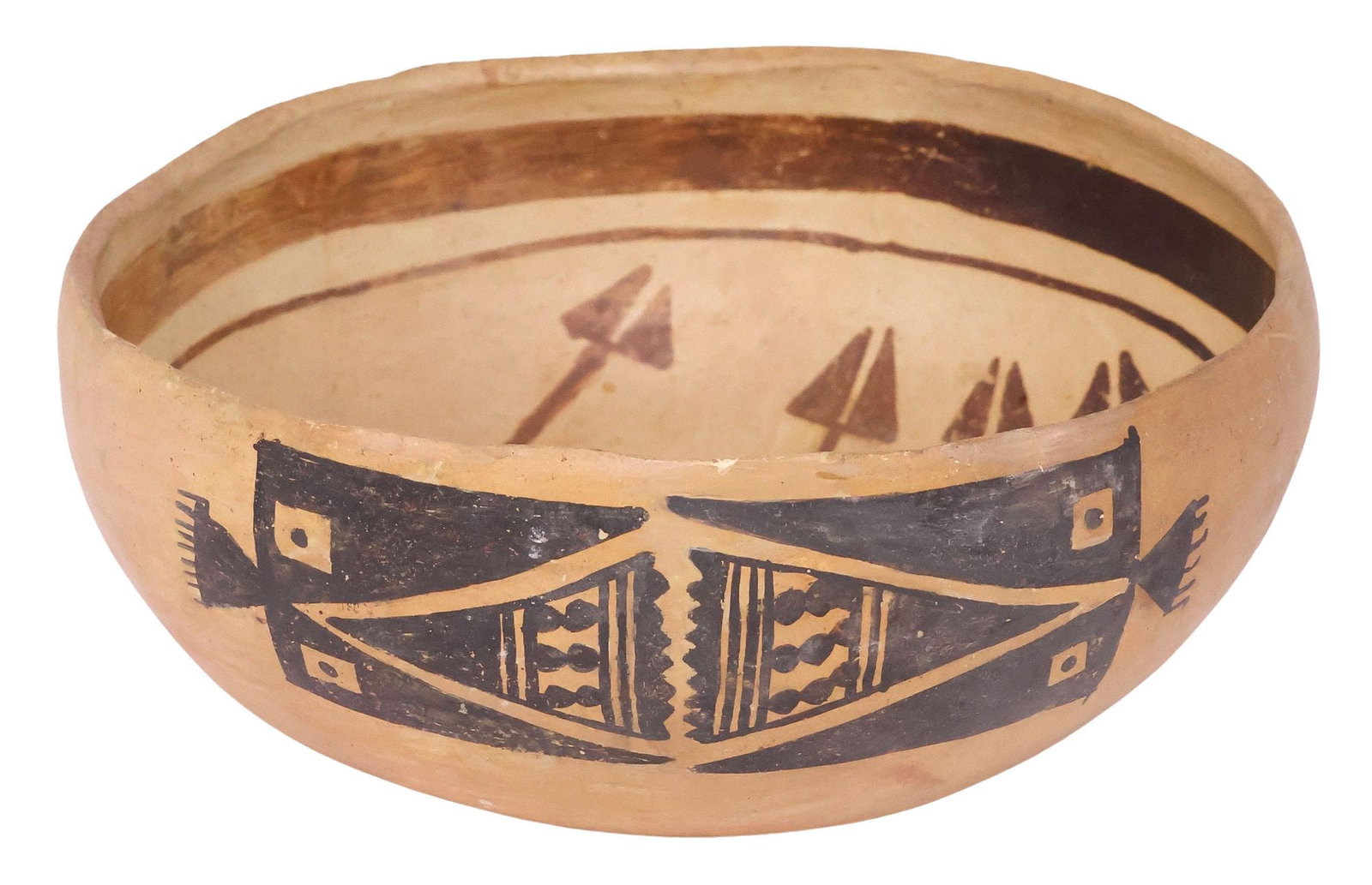AWATOVI BLACK-ON-YELLOW POTTERY BOWL (1 of 4)