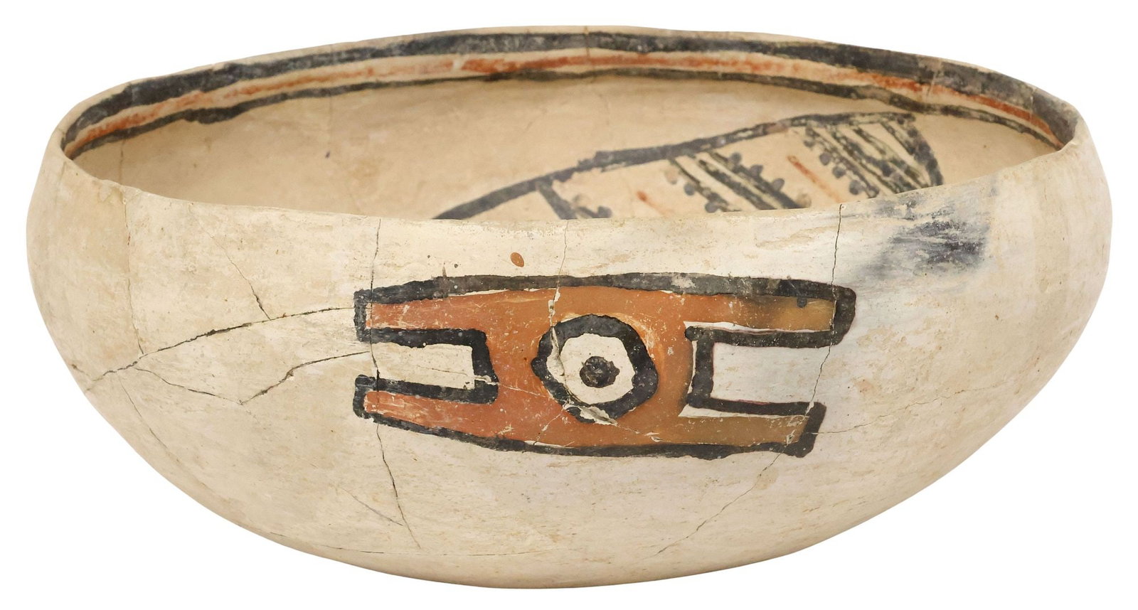 RIO GRANDE POLYCHROME-ON-CREAM GLAZEWARE POTTERY BOWL (1 of 4)