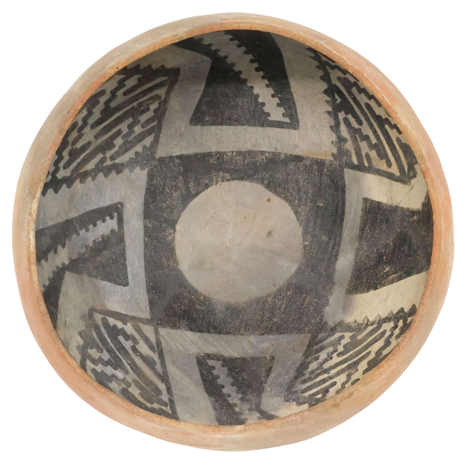 LARGE SALADO BLACK-ON-WHITE POTTERY BOWL, POSSIBLY GILA (1 of 4)