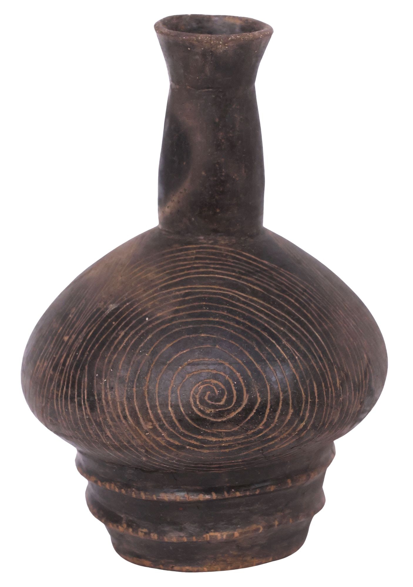 CADDO ENGRAVED POTTERY PEDESTAL BOTTLE, SAM JOHNSON COA (1 of 5)
