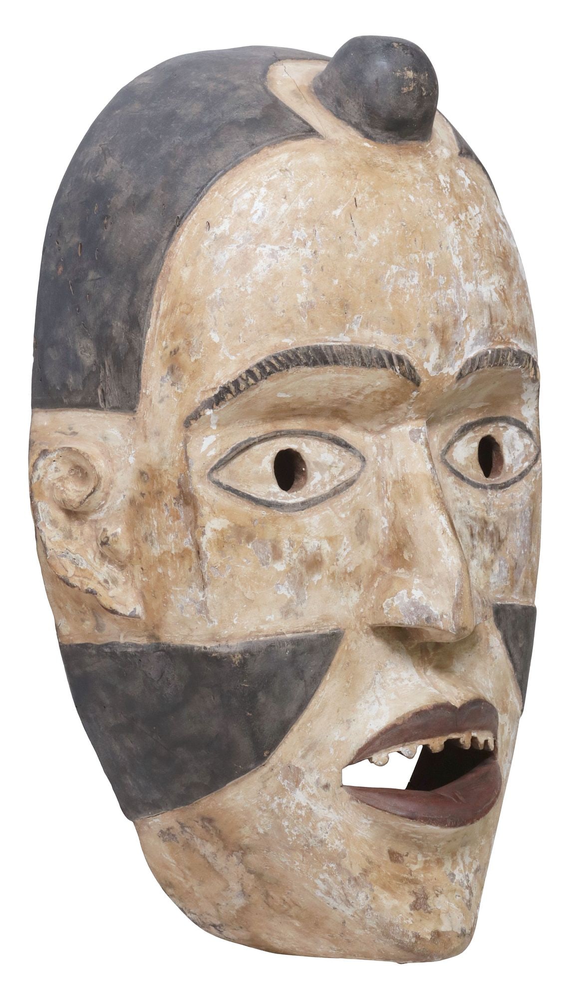 LARGE WEST AFRICAN PAINTED WOOD PERFORMANCE / RITUAL MASK (1 of 3)
