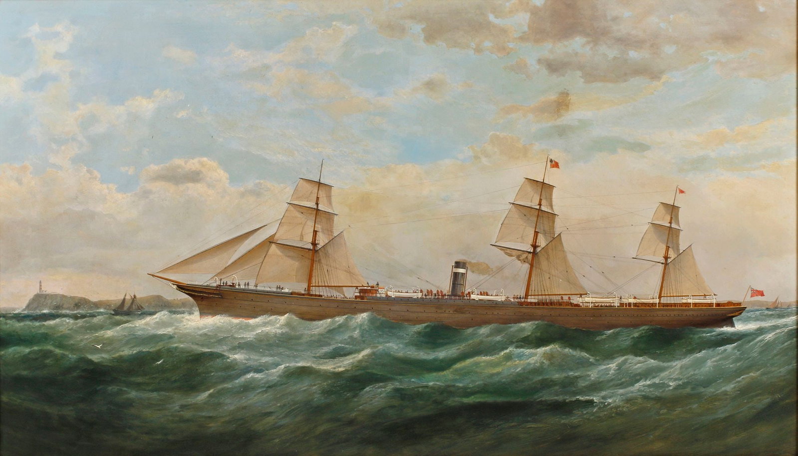 SAMUEL WATERS (BRITISH, D.1882) MARITIME PAINTING, S.S. CITY OF BERLIN SHIP (1 of 7)