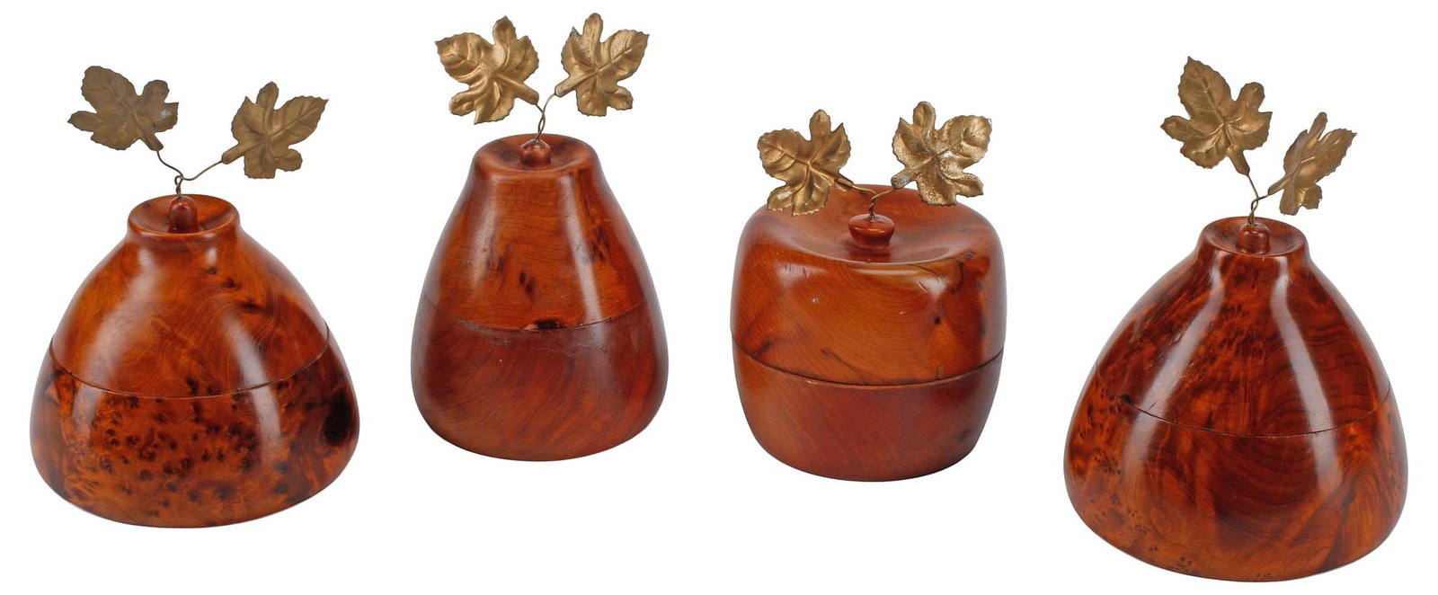 (4) ENGLISH FRUIT-FORM BURLWOOD TEA CADDIES (1 of 5)