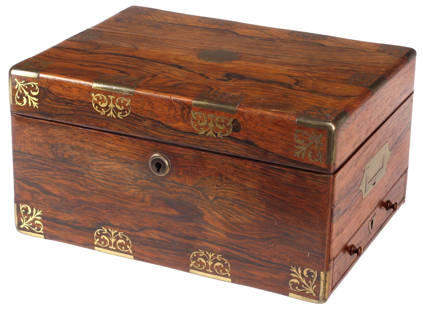 ENGLISH BRASS-INLAID ROSEWOOD VOYAGE DE NECESSAIRE / LADY'S DRESSING CASE (1 of 6)