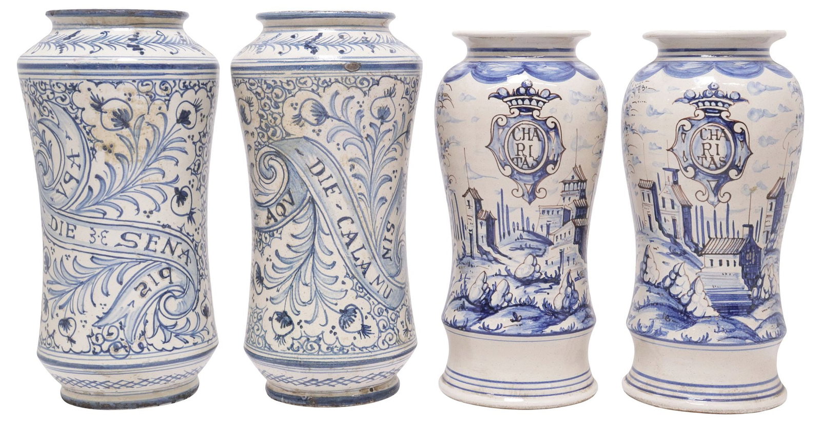 (4) ITALIAN BLUE & WHITE MAJOLICA APOTHECARY JARS / ALBARELLO VASES (1 of 3)