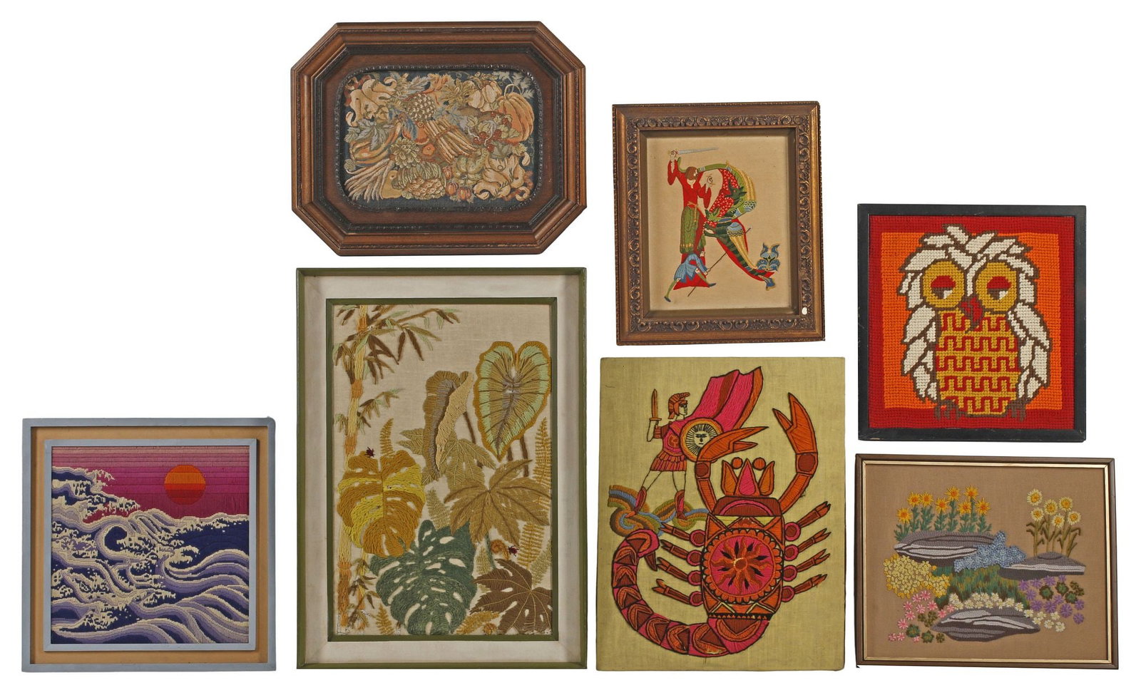 (7) FRAMED NEEDLEWORK EMBROIDERY PICTURES (1 of 5)