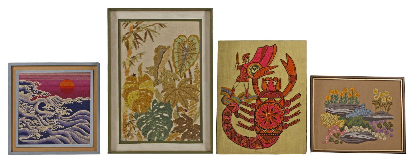 (7) FRAMED NEEDLEWORK EMBROIDERY PICTURES - 2