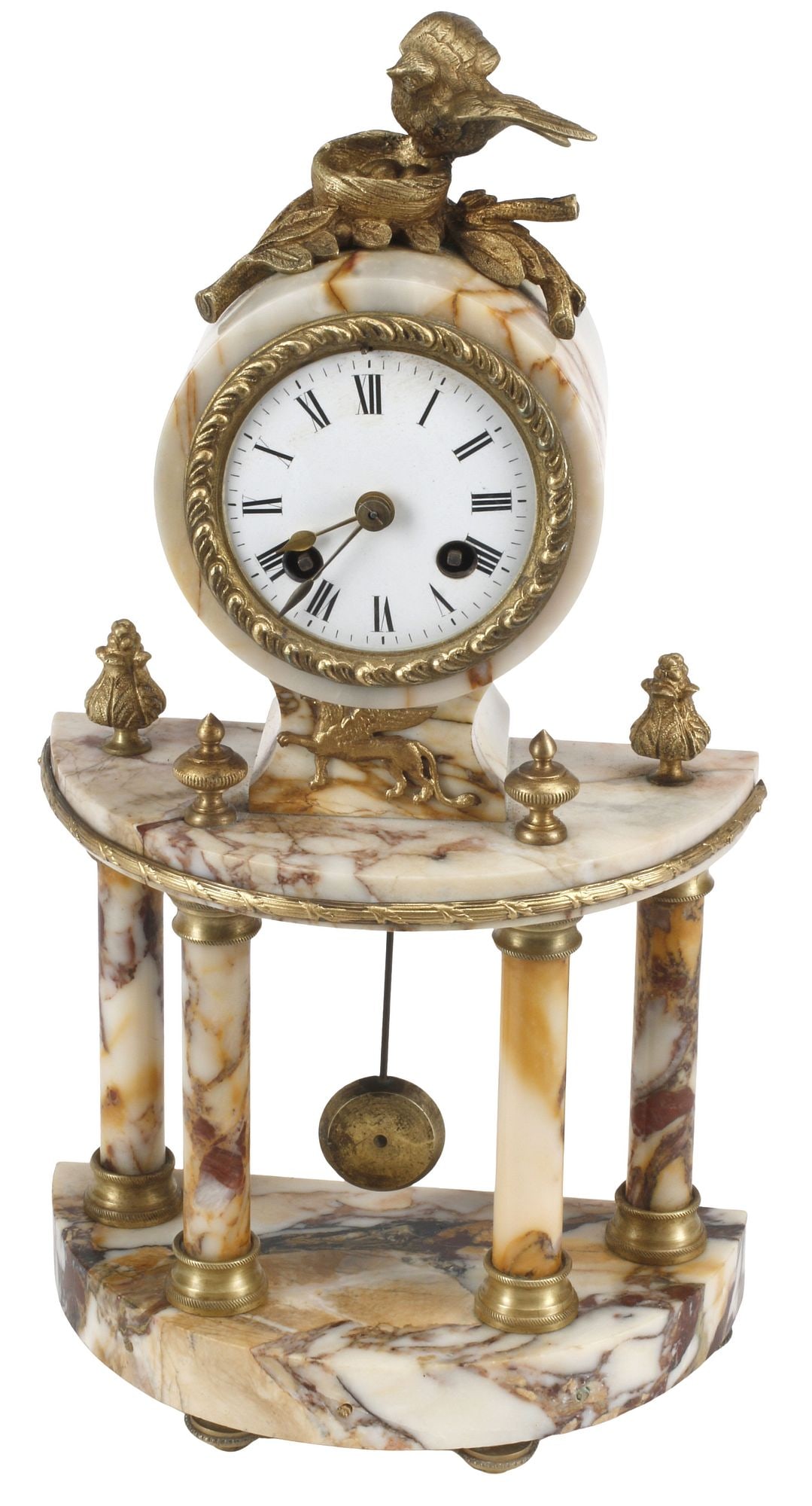 FRENCH LOUIS XVI STYLE ORMOLU & MARBLE MANTEL CLOCK (1 of 5)