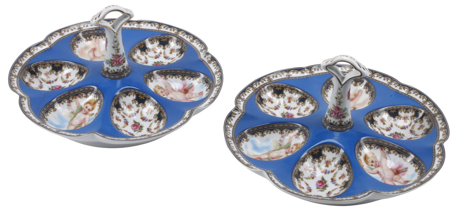 (2) CONTINENTAL ROCOCO STYLE PUTTI & FLORAL DECORATED SERVICE DISHES (1 of 5)