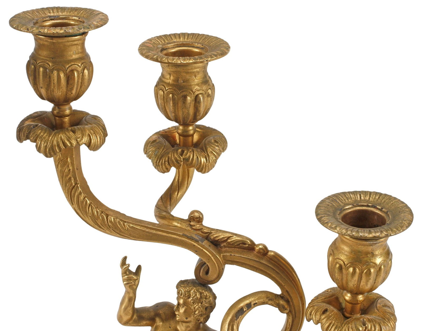(2) ITALIAN ROCOCO STYLE ORMOLU FIGURAL CENTAUR 3-LT CANDELABRA - 4