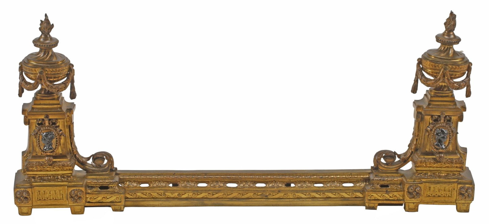 FRENCH LOUIS XVI STYLE GILT-METAL FIREPLACE FENDER (1 of 6)