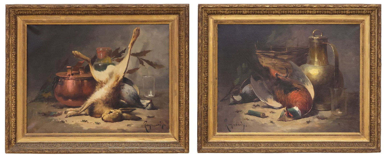 (2) SIGNED RAYMOND OIL PAINTINGS, STILL LIFE OF GAME BIRD & HARE (1 of 6)