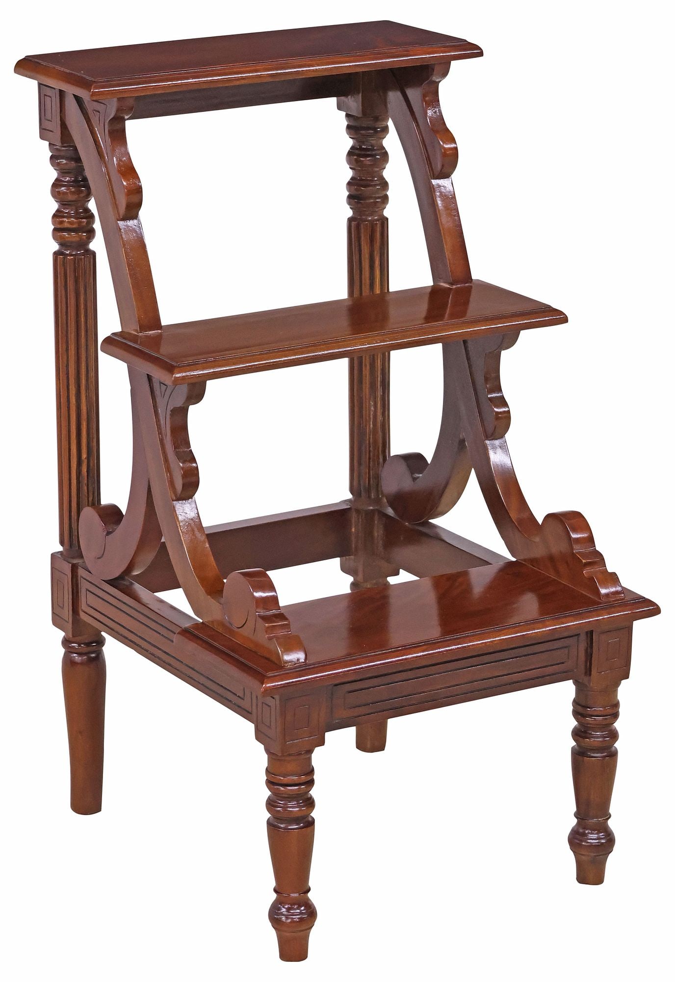 ITALIAN MAHOGANY 3-STAIR LIBRARY STEPS (1 of 4)