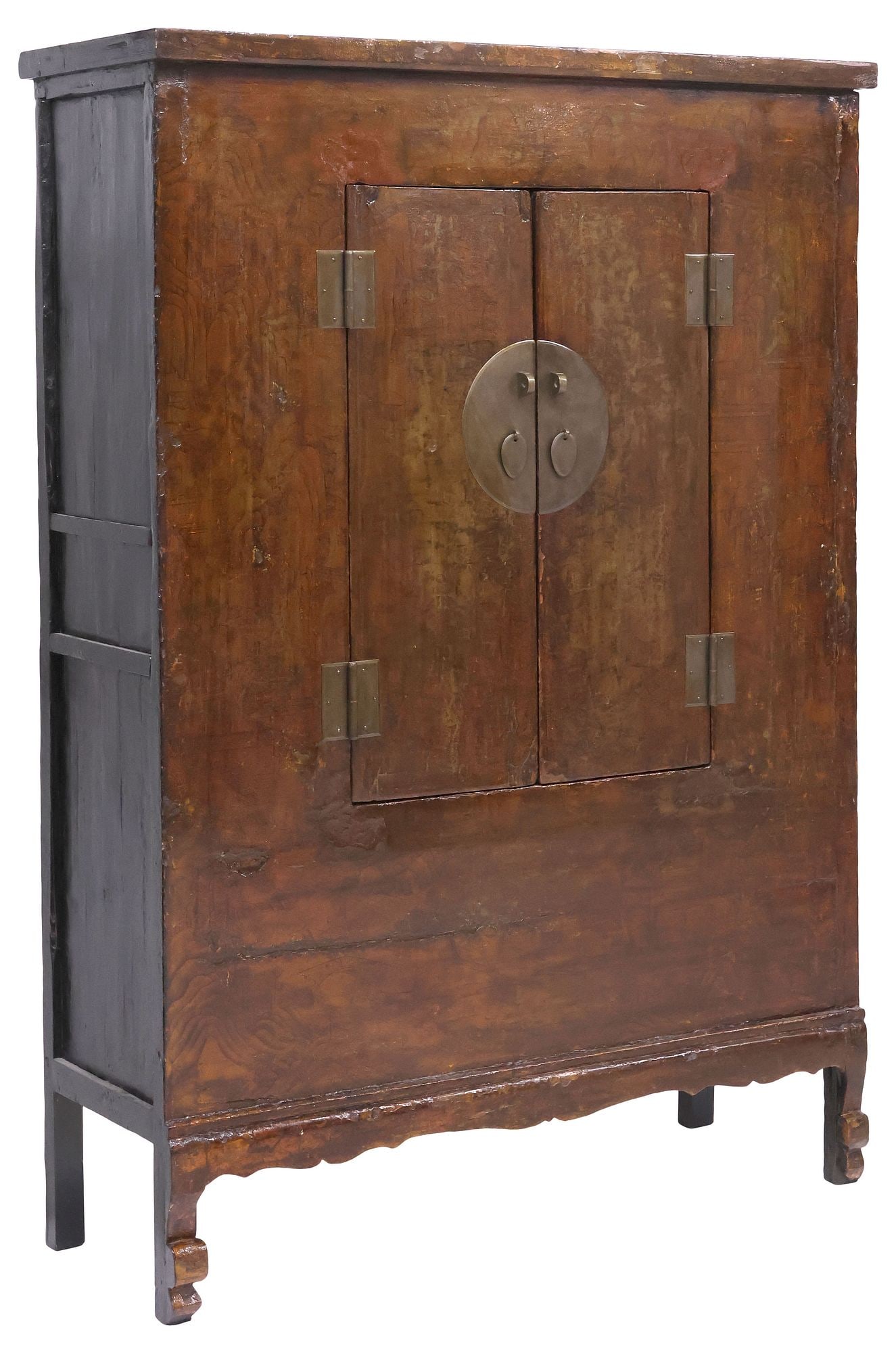 LARGE CHINESE LACQUERED CABINET WITH PAINTED LANDSCAPE SCENE (1 of 5)