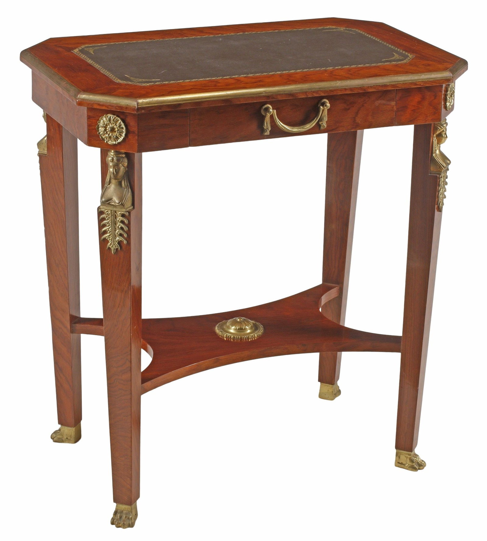 EMPIRE STYLE LEATHER-TOP ORMOLU-MOUNTED SIDE TABLE (1 of 6)