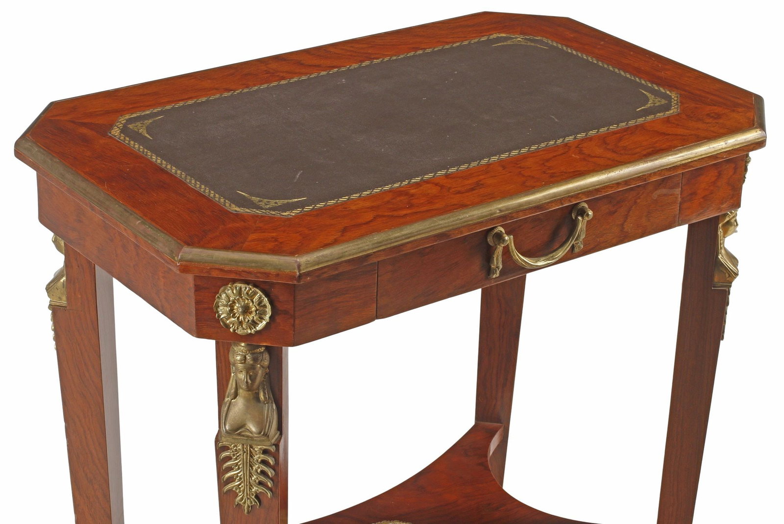 EMPIRE STYLE LEATHER-TOP ORMOLU-MOUNTED SIDE TABLE - 2
