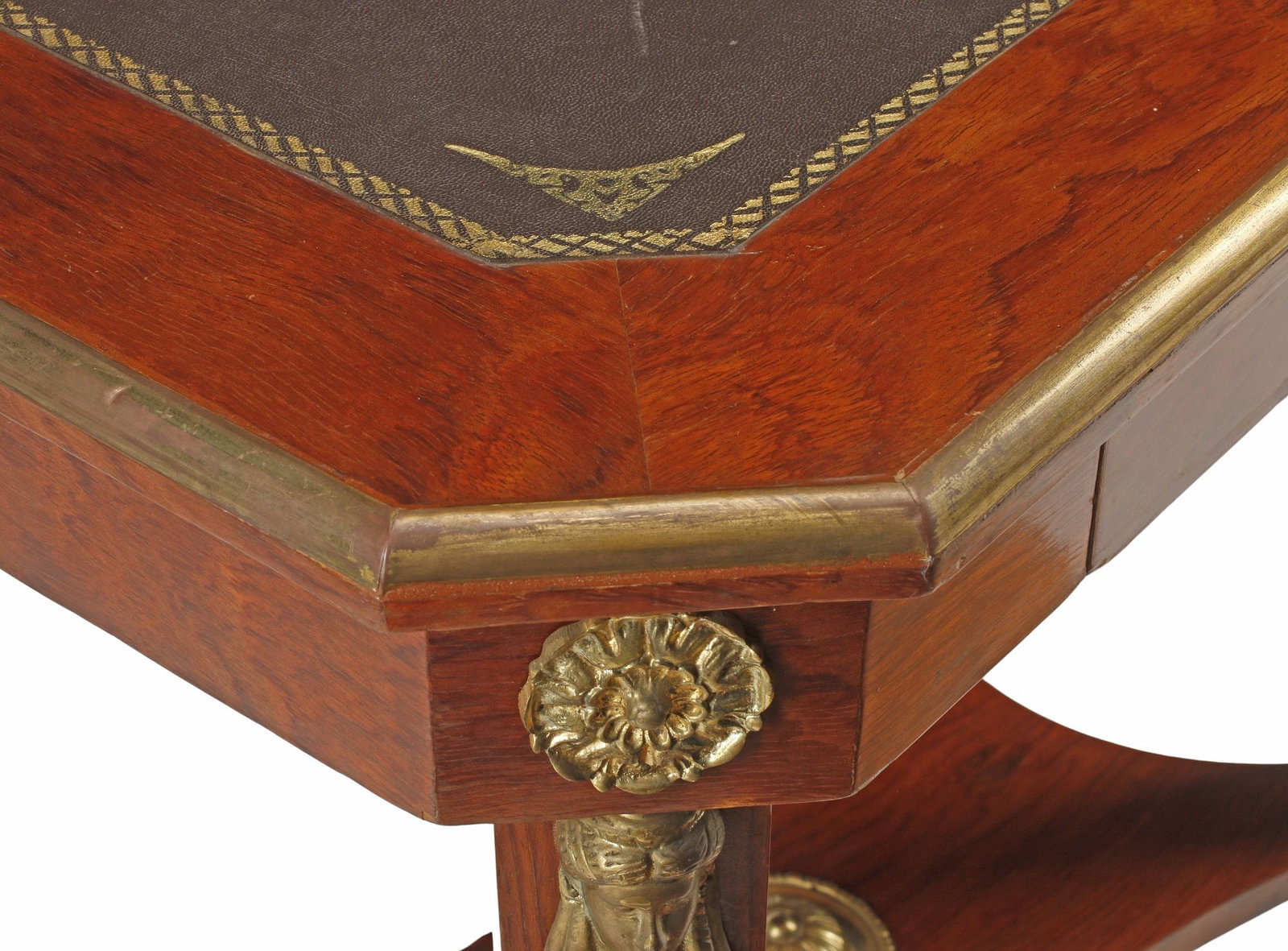 EMPIRE STYLE LEATHER-TOP ORMOLU-MOUNTED SIDE TABLE - 3