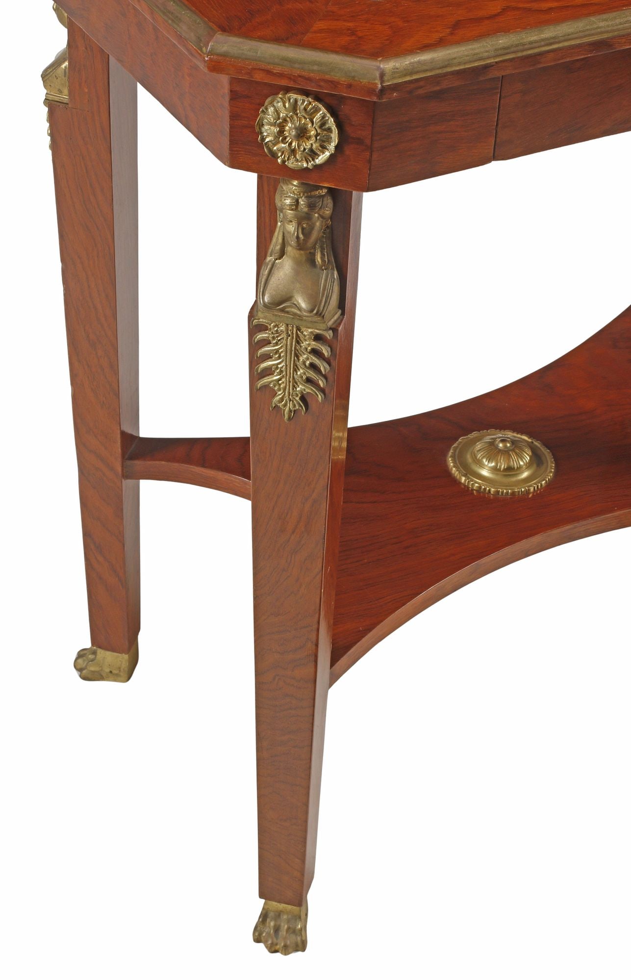 EMPIRE STYLE LEATHER-TOP ORMOLU-MOUNTED SIDE TABLE - 4