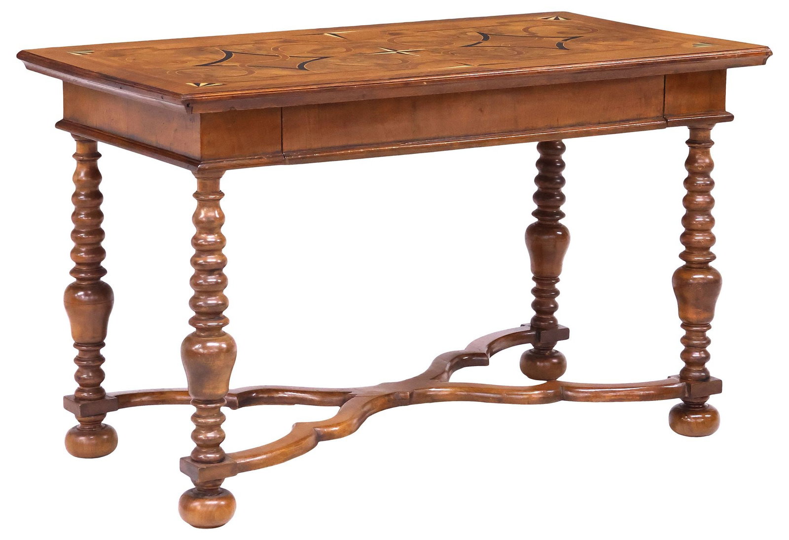 EUROPEAN BAROQUE STYLE PARQUETRY-INLAID BURLWOOD TABLE (1 of 6)