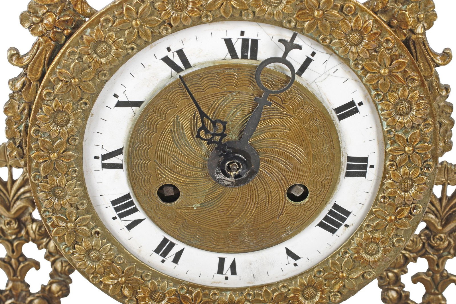 NEOCLASSICAL STYLE ORMOLU DEMILUNE MANTEL CLOCK - 2