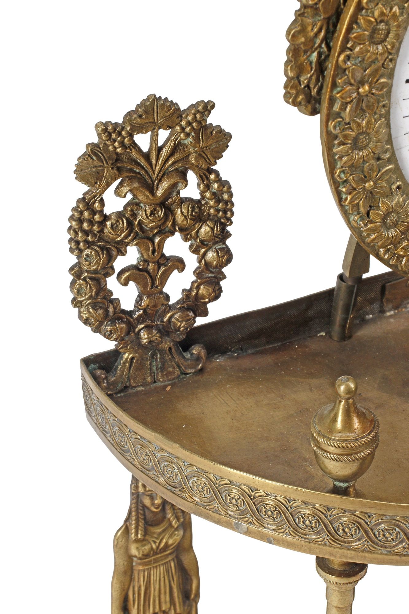 NEOCLASSICAL STYLE ORMOLU DEMILUNE MANTEL CLOCK - 3