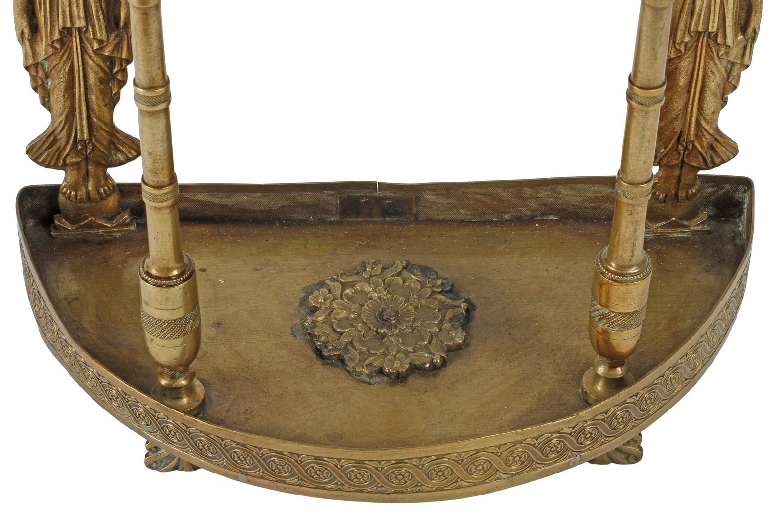 NEOCLASSICAL STYLE ORMOLU DEMILUNE MANTEL CLOCK - 5