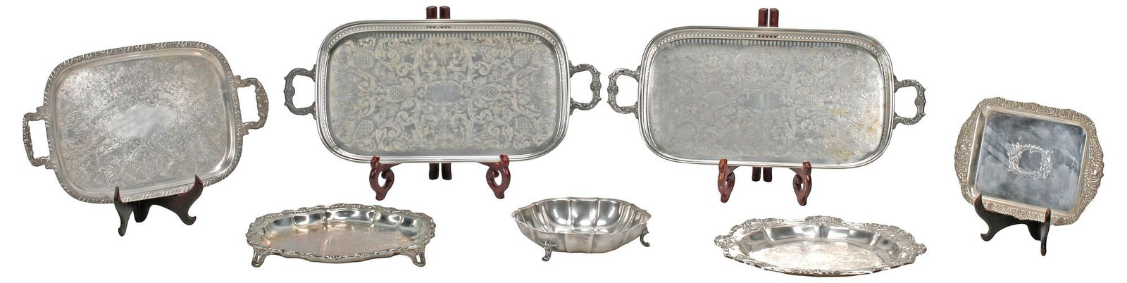 (7) COLLECTION OF SILVERPLATE SERVING TRAYS (1 of 8)