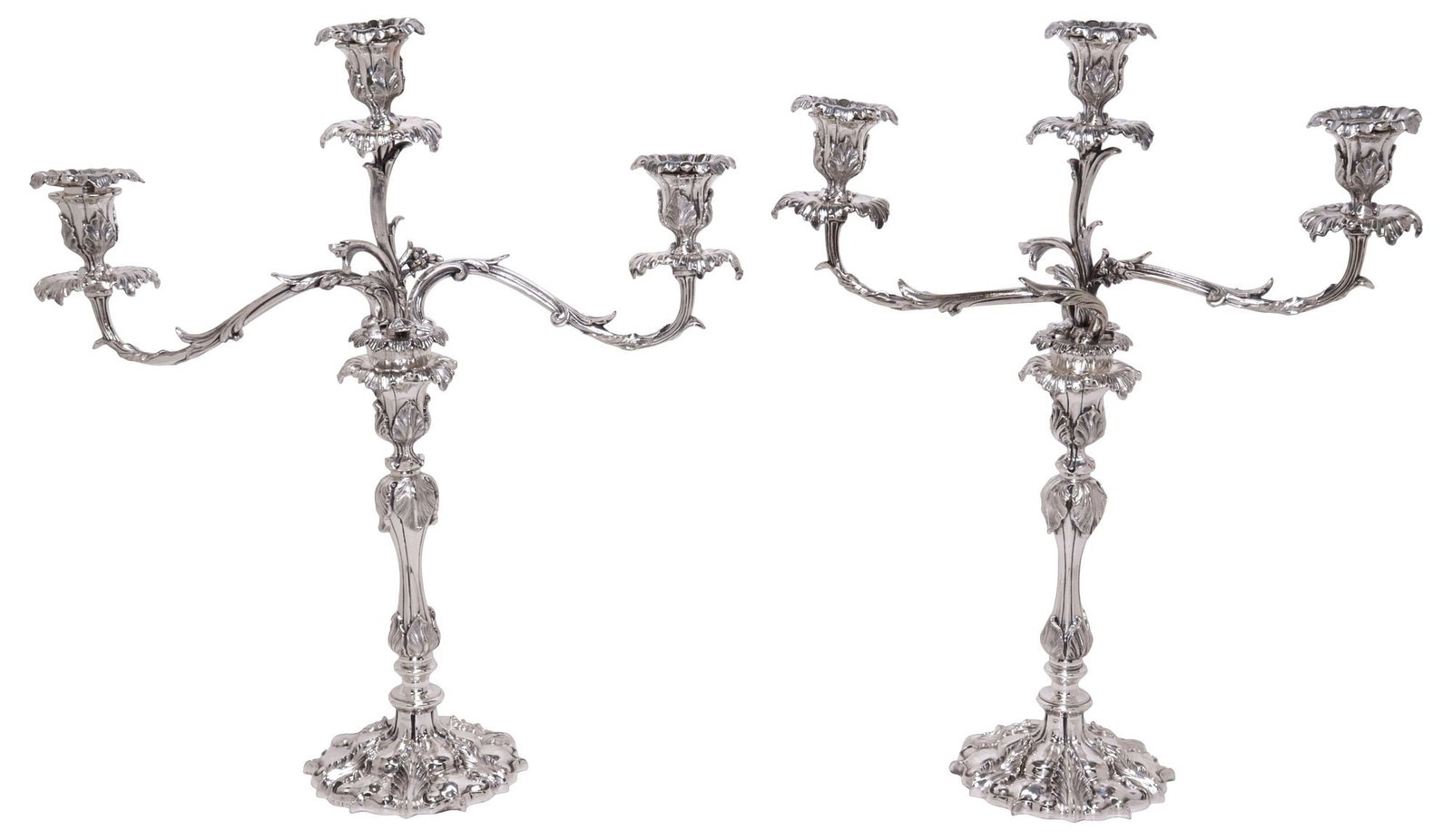 (2) LARGE ENGLISH ELKINGTON SILVERPLATE 3-LIGHT CONVERTIBLE CANDELABRA (1 of 6)