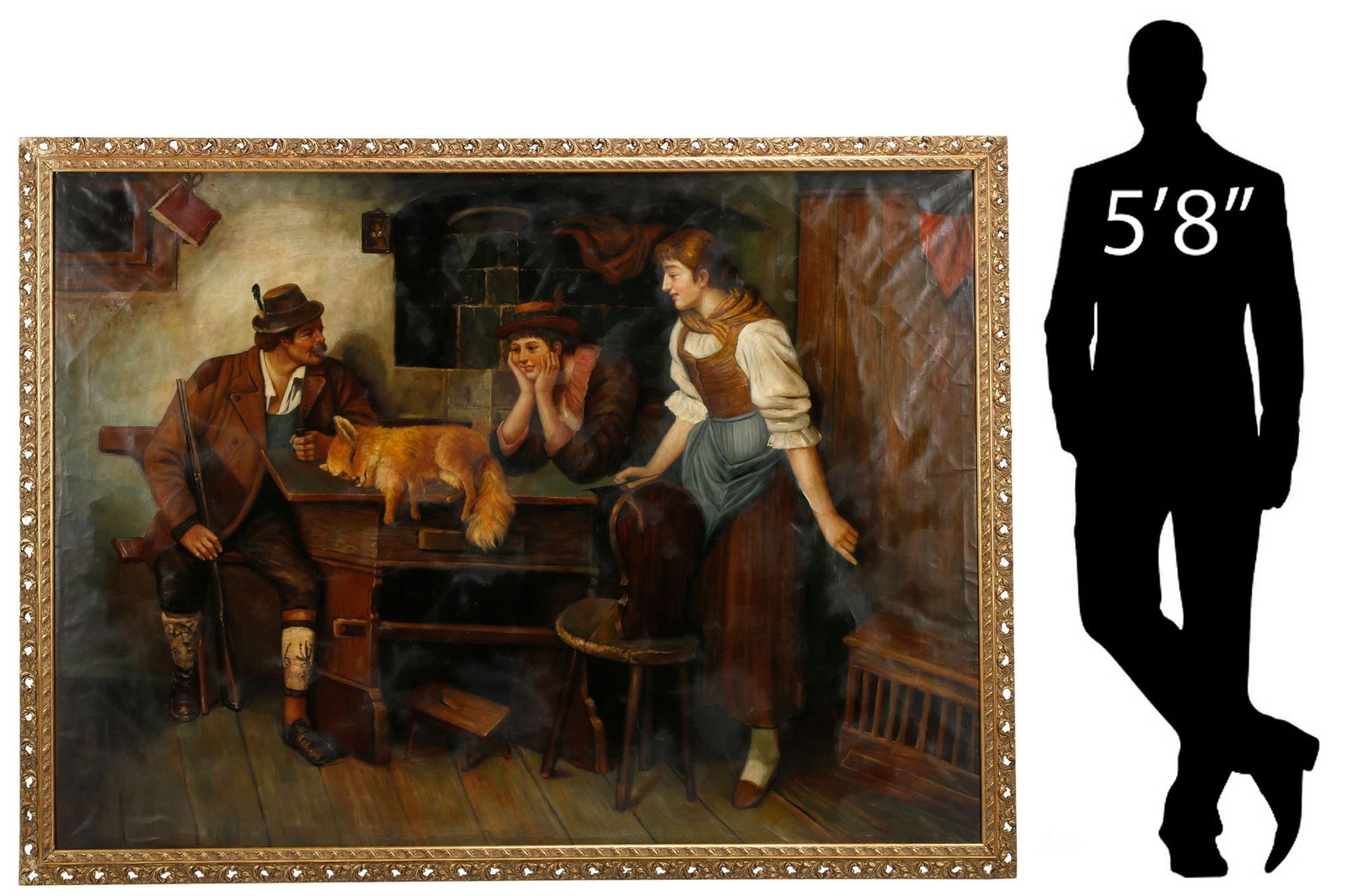 AFTER FRANZ VON DEFREGGER (GERMAN, D.1921) GENRE PAINTING, FOX HUNT STORIES, 58.5" X 79" (1 of 8)