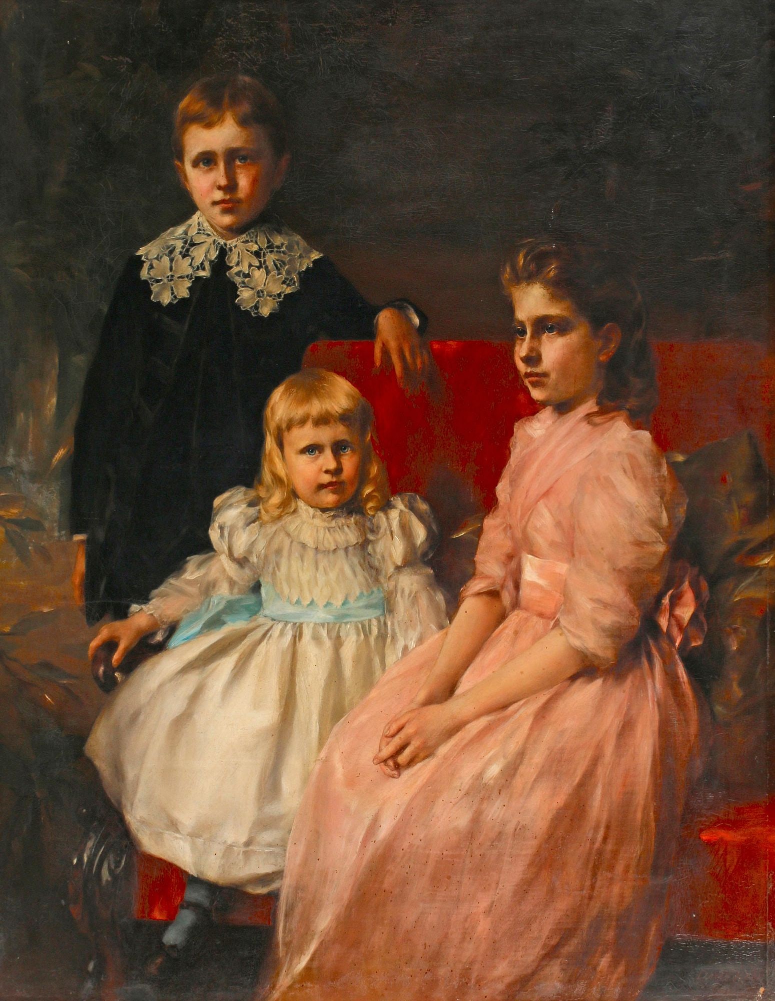 DAVID DALHOFF NEAL (1838-1915) PAINTING, FAMILY PORTRAIT WITH CHILDREN (1 of 8)