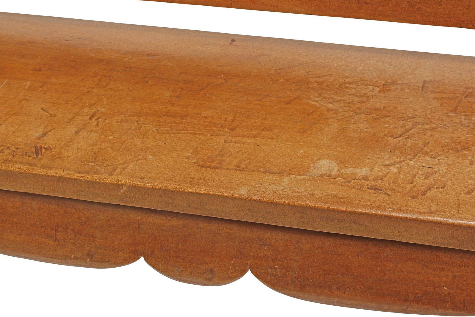 COLONIAL CARVED WALNUT HALL BENCH WITH OPENWORK RING SPLAT - 5