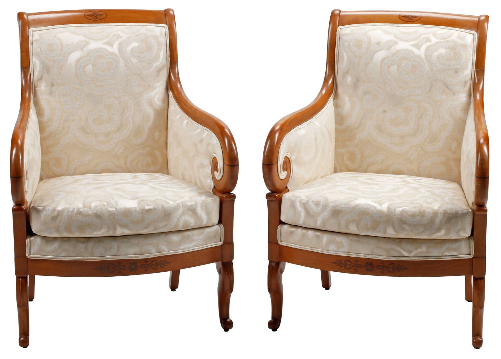 (2) LOUIS PHILIPPE STYLE UPHOLSTERED BERGERES / ARMCHAIRS (1 of 6)