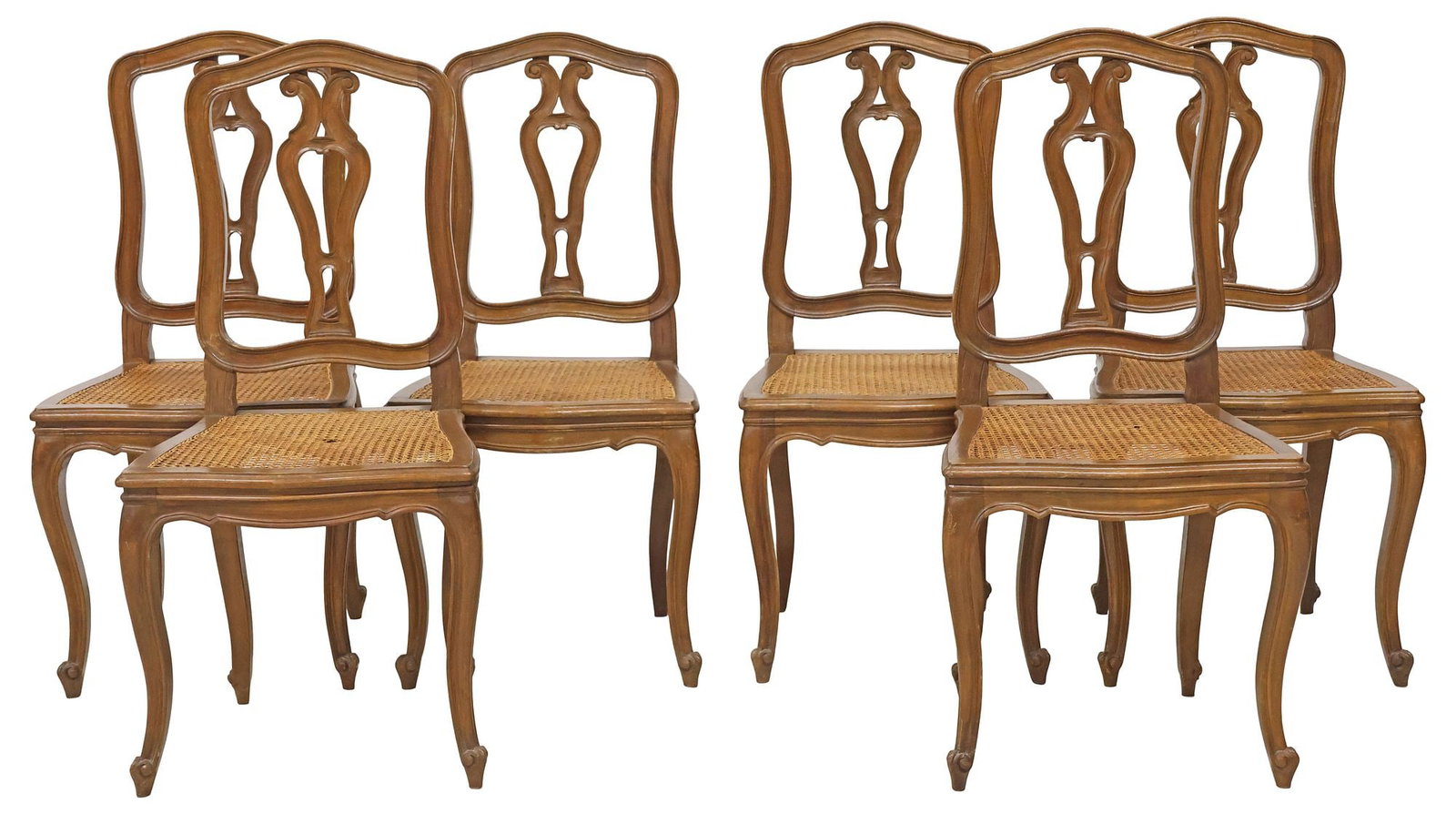 (6) FRENCH LOUIS XV STYLE CANED WALNUT DINING CHAIRS (1 of 3)