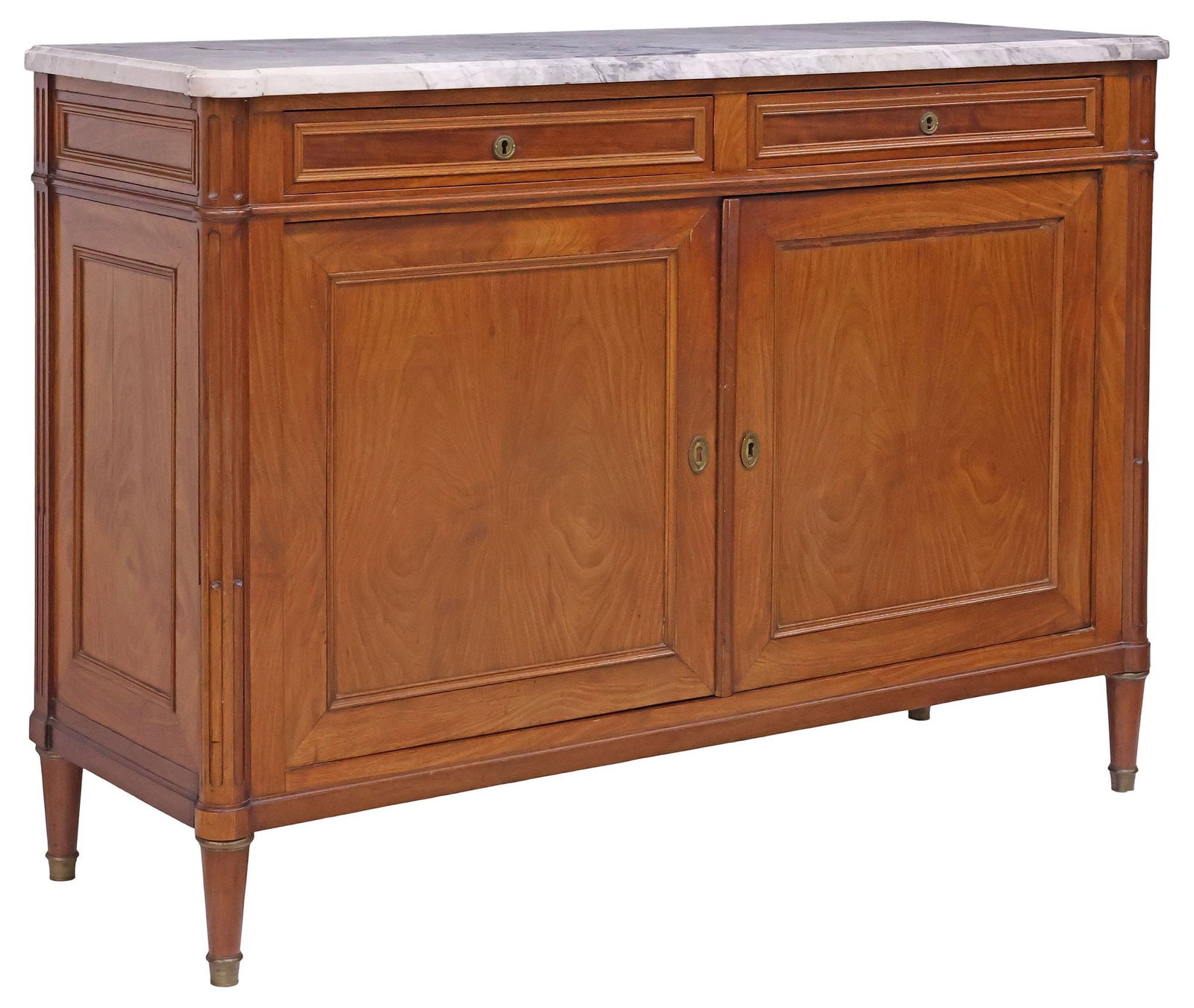 FRENCH LOUIS XVI STYLE MARBLE-TOP MAHOGANY SIDEBOARD (1 of 6)