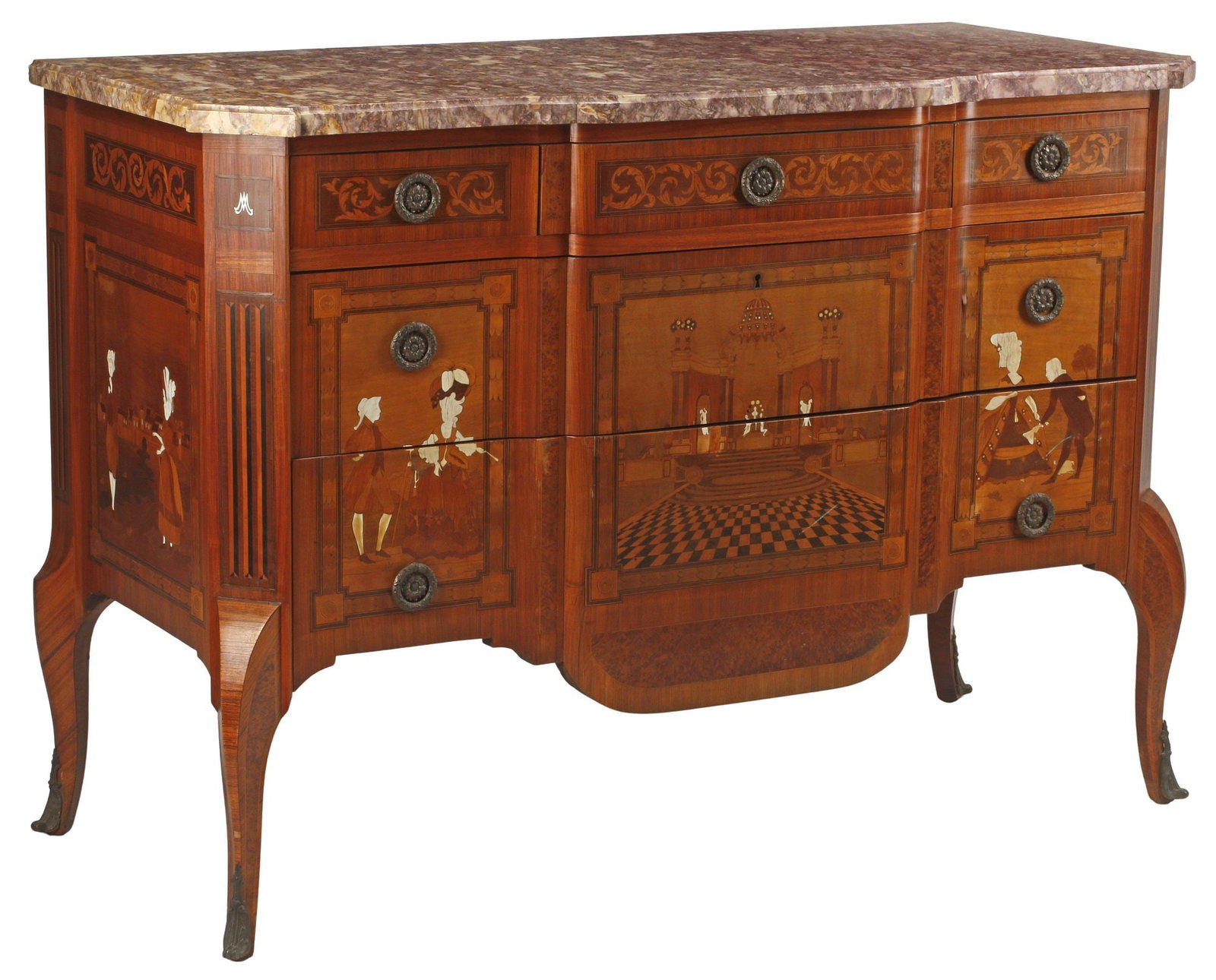 AFTER JEAN-GEORGES SCHLICHTIG TRANSITIONAL STYLE INLAID COMMODE (1 of 7)
