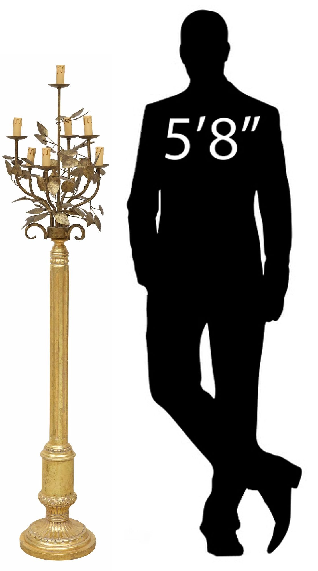 ITALIAN CANDELABRA-FORM COLUMNAR GILTWOOD 7-LIGHT FLOOR LAMP (1 of 5)