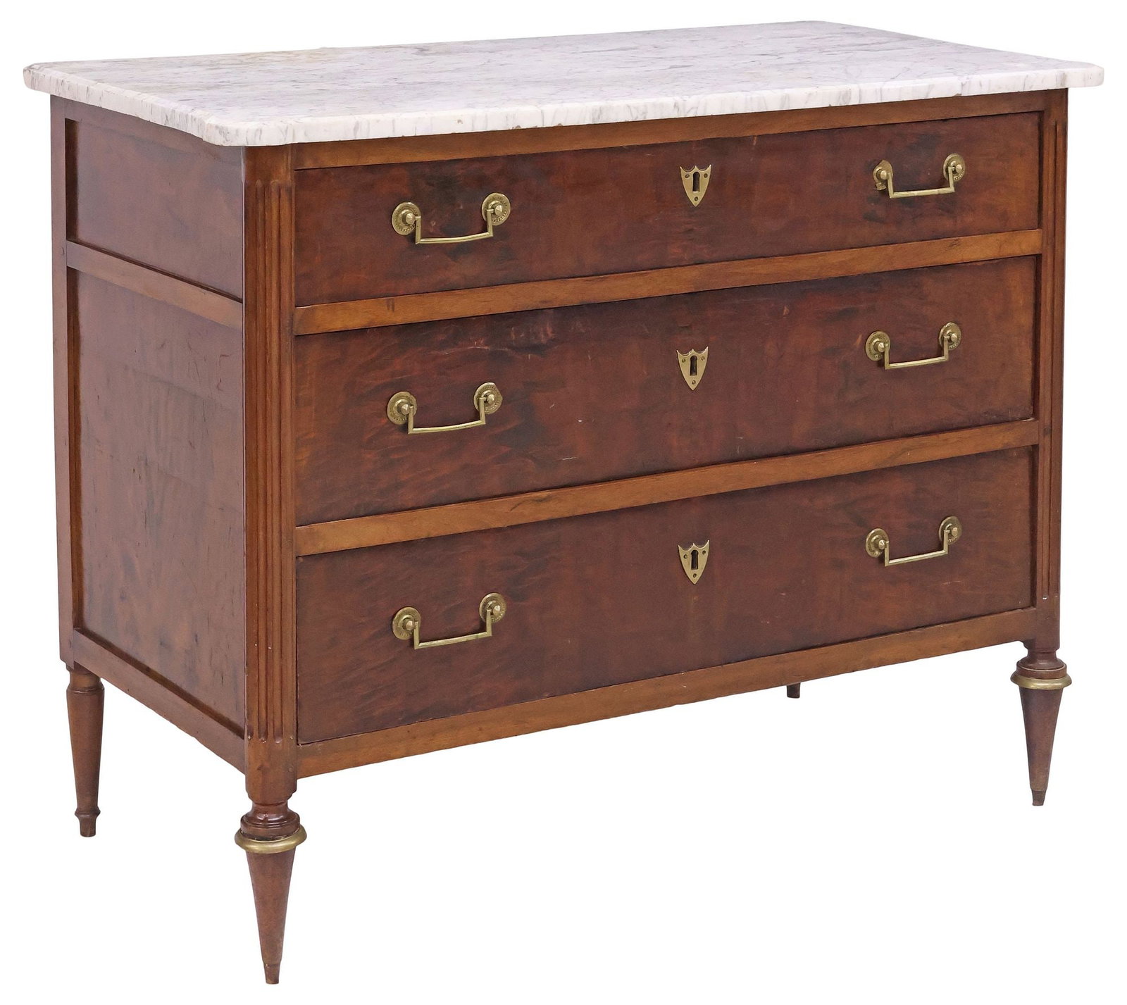 FRENCH LOUIS XVI STYLE MARBLE-TOP MAHOGANY COMMODE (1 of 5)