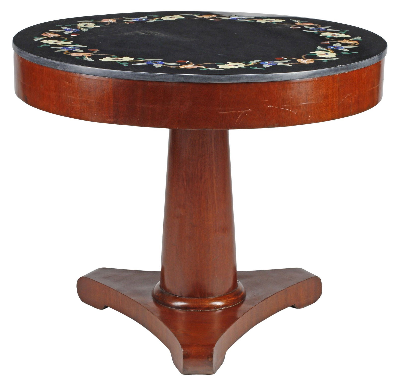 EMPIRE STYLE SPECIMEN MARBLE-TOP INLAID PEDESTAL TABLE (1 of 5)