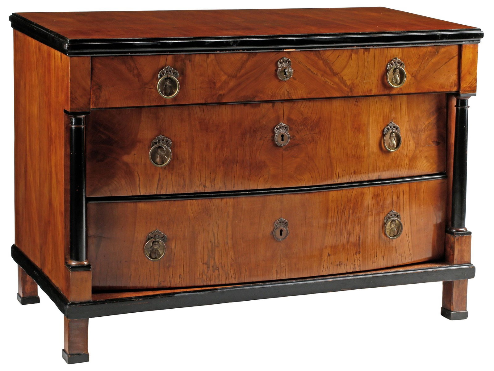 BIEDERMEIER STYLE PARCEL-EBONIZED BURLWOOD CHEST OF DRAWERS (1 of 7)