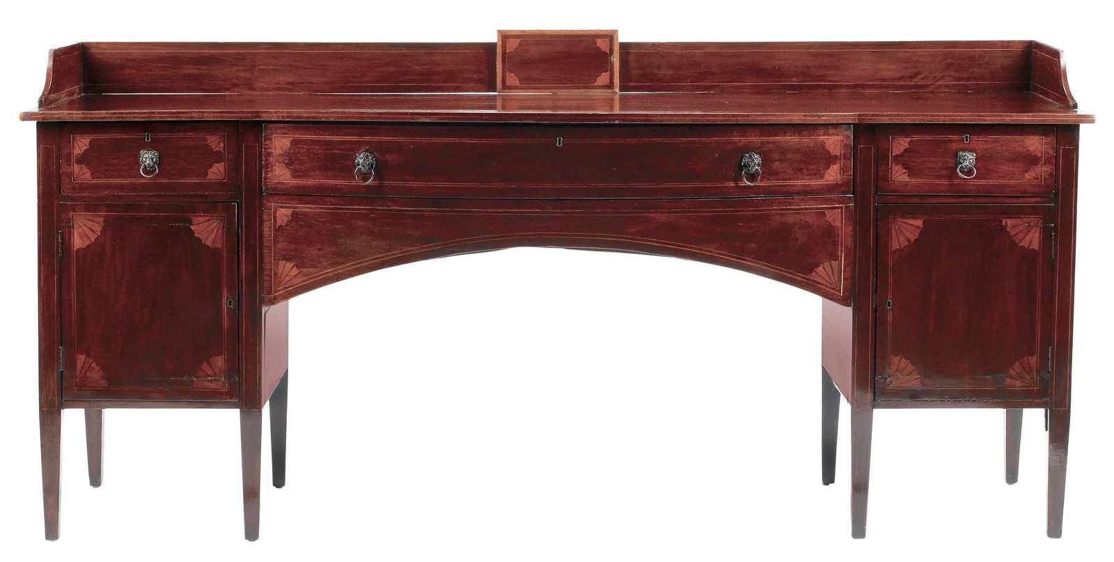 ENGLISH GEORGIAN PERIOD INLAID MAHOGANY BOWFRONT SIDEBOARD (1 of 7)