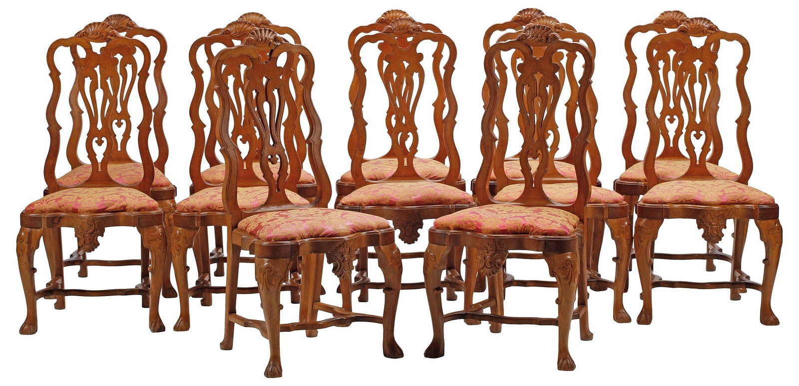 (12) PORTUGUESE BAROQUE STYLE UPHOLSTERED DINING CHAIRS (1 of 6)