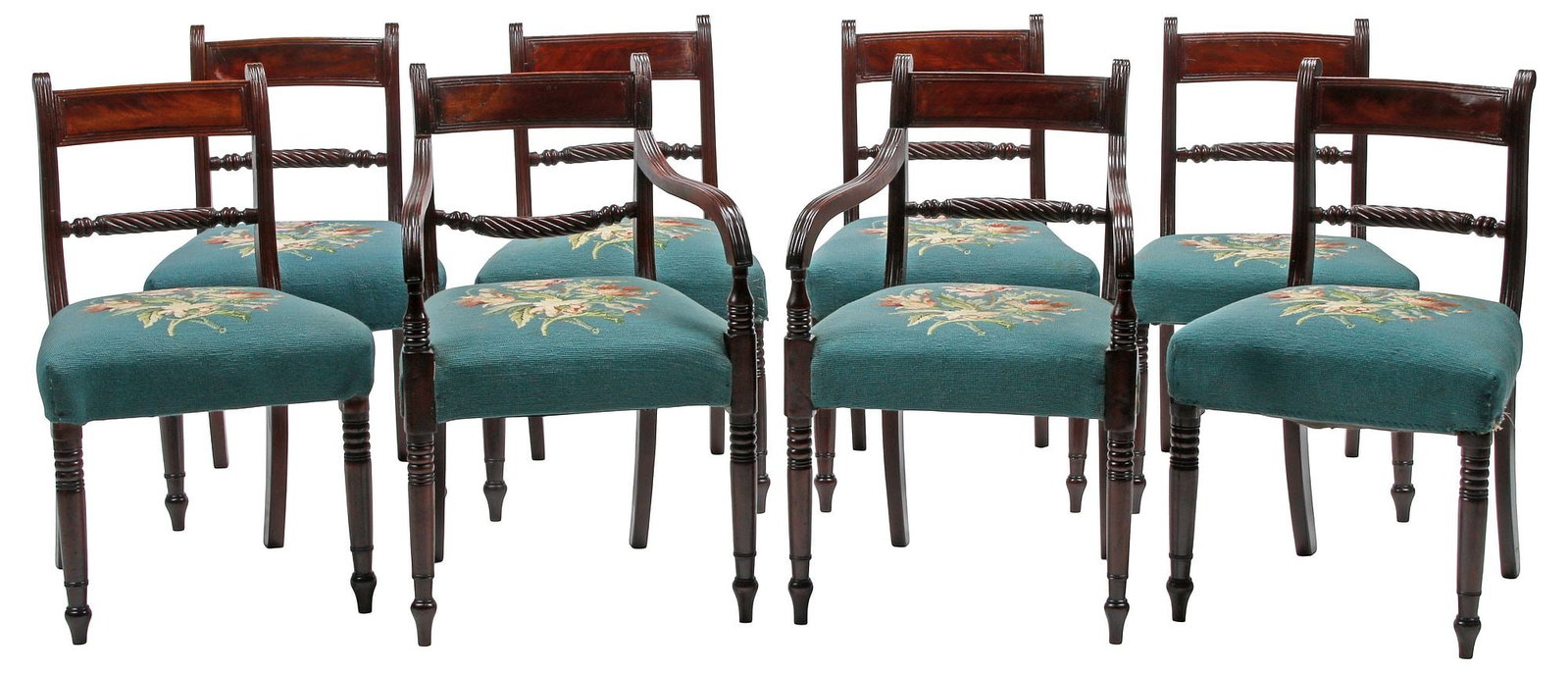 (8) REGENCY STYLE NEEDLEPOINT-UPHOLSTERED DINING CHAIRS (1 of 7)