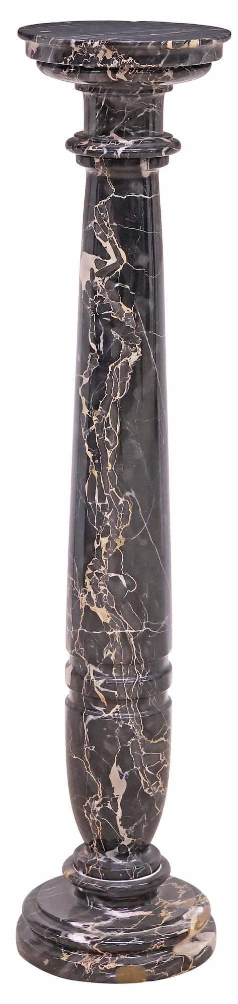 ITALIAN VEINED BLACK MARBLE COLUMNAR DISPLAY PEDESTAL (1 of 4)