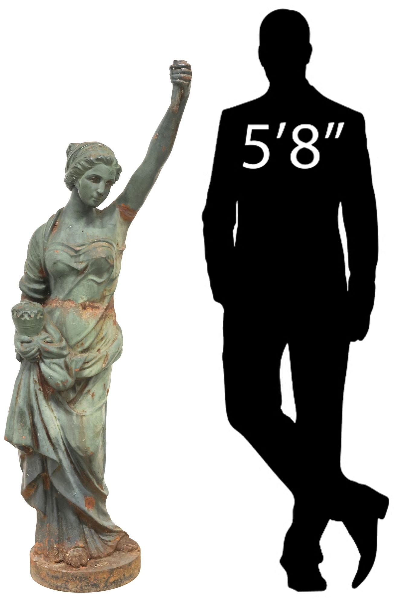 NEOCLASSICAL STYLE PAINTED CAST IRON ALLEGORICAL GARDEN SCULPTURE (1 of 6)