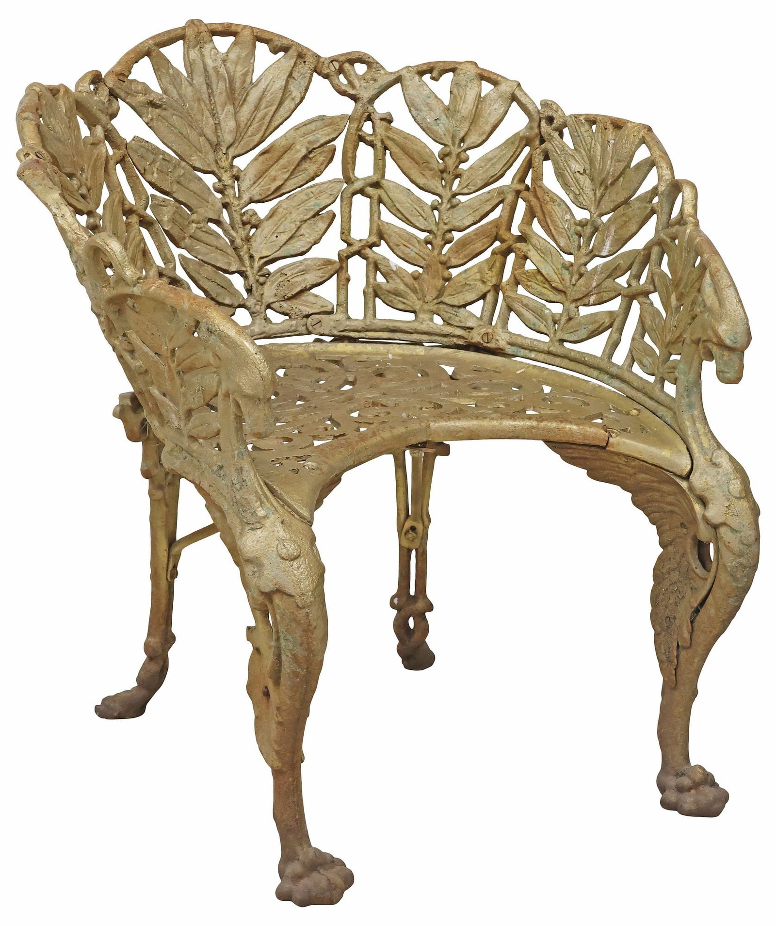 HINDERERS IRONWORKS GILT-PAINTED CAST IRON PATIO CHAIR, NEW ORLEANS (1 of 4)