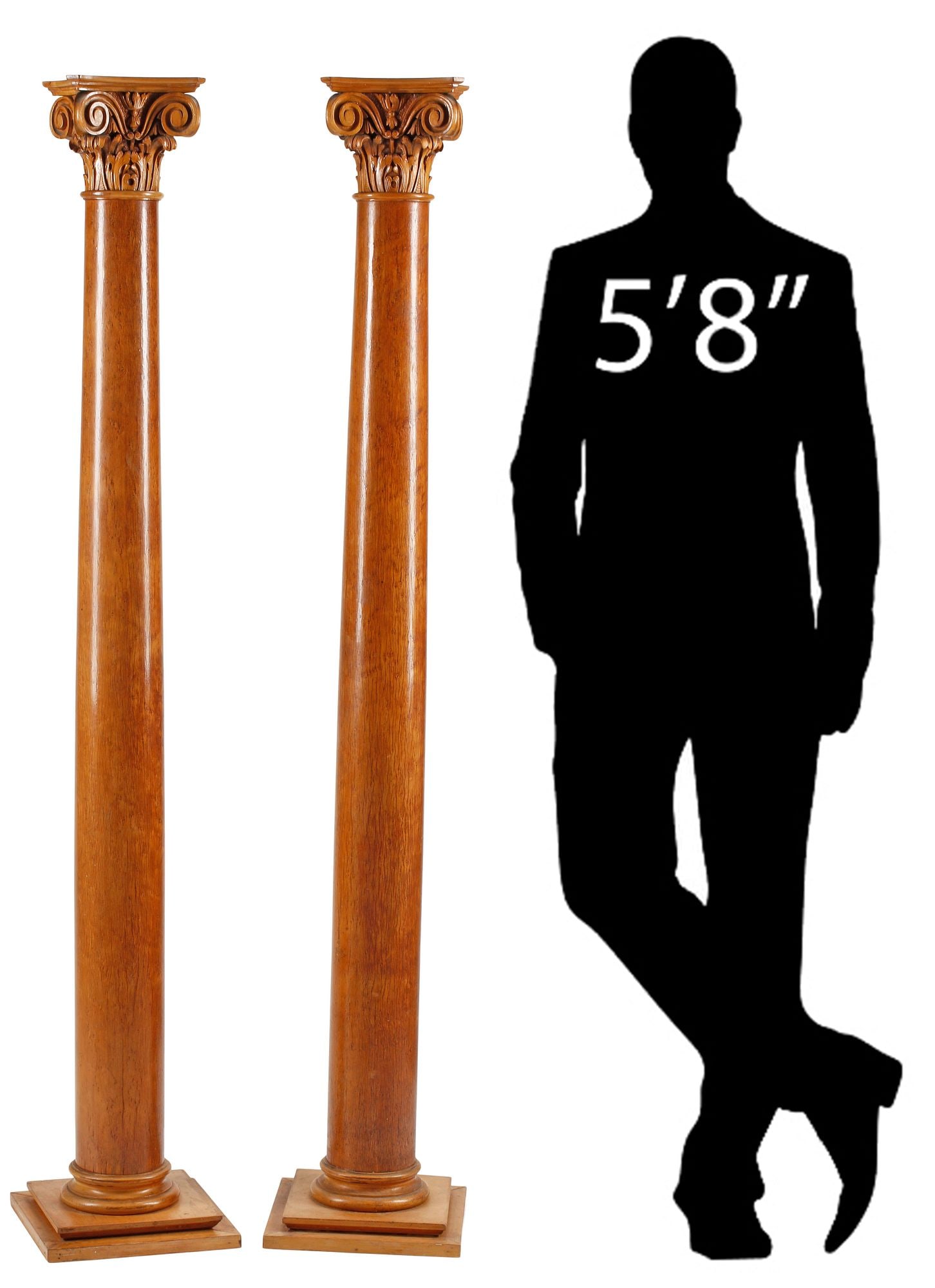 (2) CLASSICAL STYLE CARVED BURLWOOD ARCHITECTURAL CORINTHIAN COLUMNS, 69"H (1 of 5)